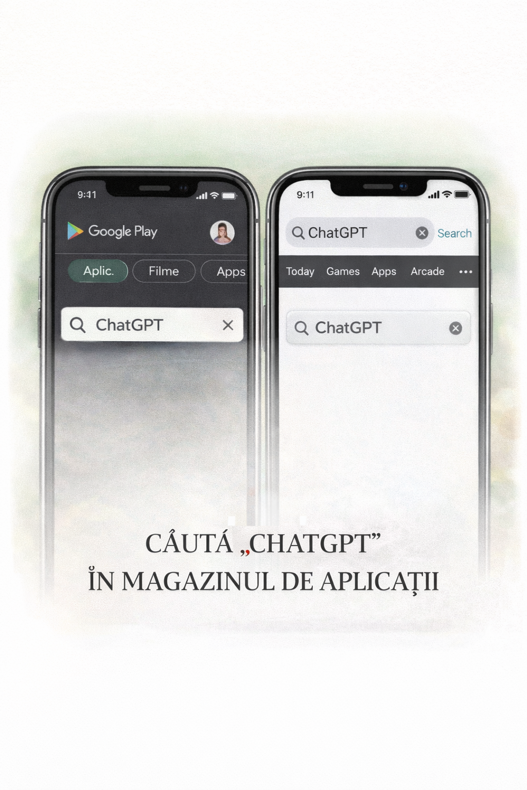Caută ChatGPT în Magazin Play sau App Store