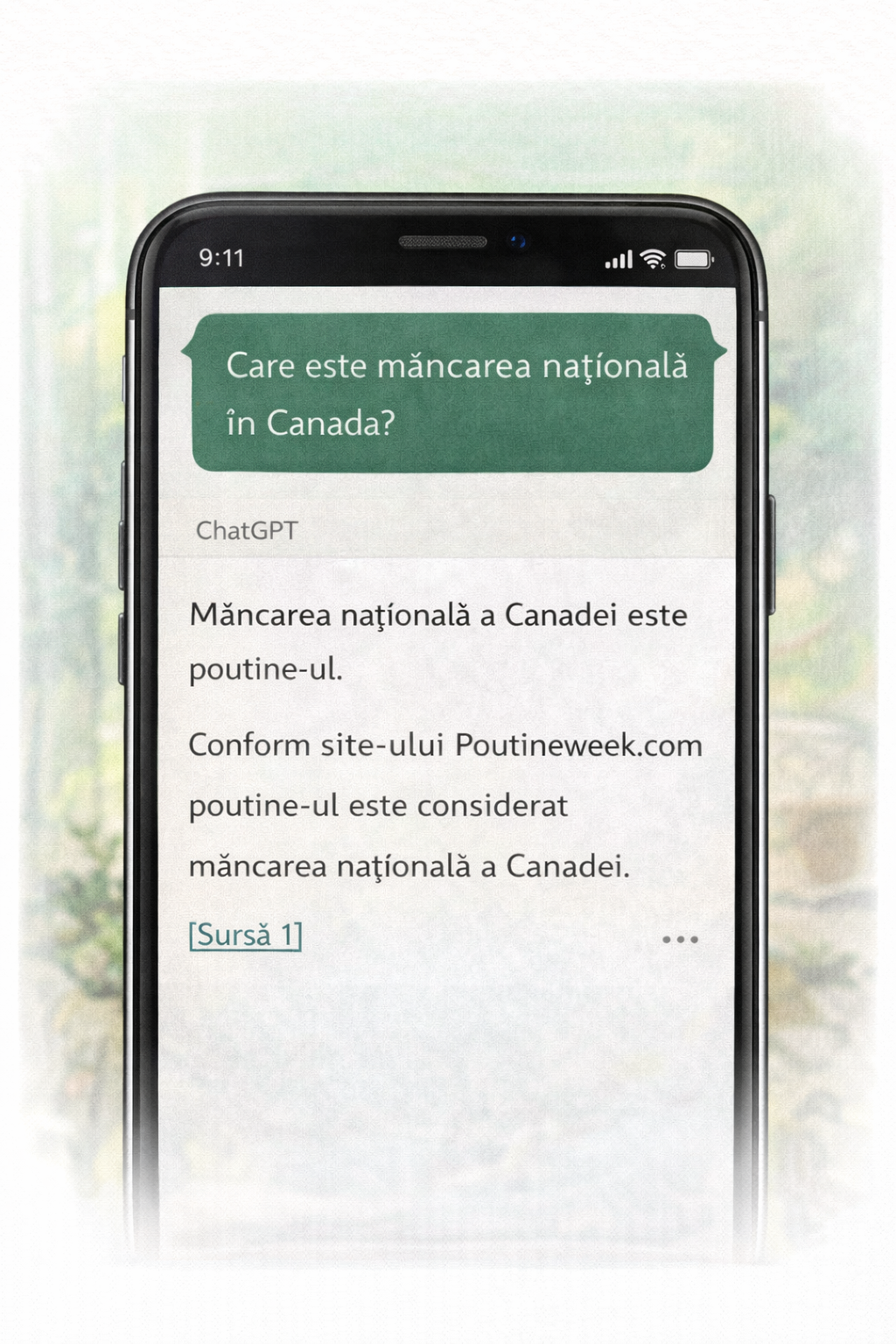 Răspuns ChatGPT cu surse afișate